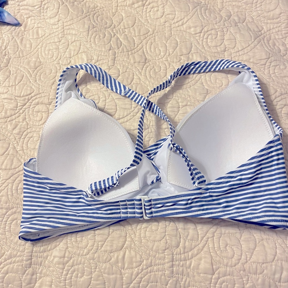 Striped Blue and White Bikini Top - Picture 3 of 6